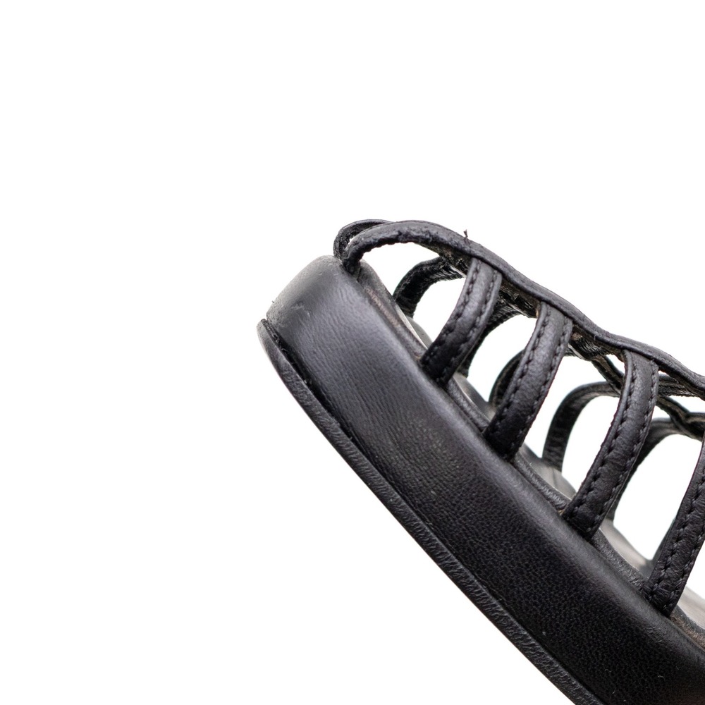 Prada Black Leather Cage Strappy Platform Sandals Women's US 7.5 EU 38 Italy - Picture 9 of 11